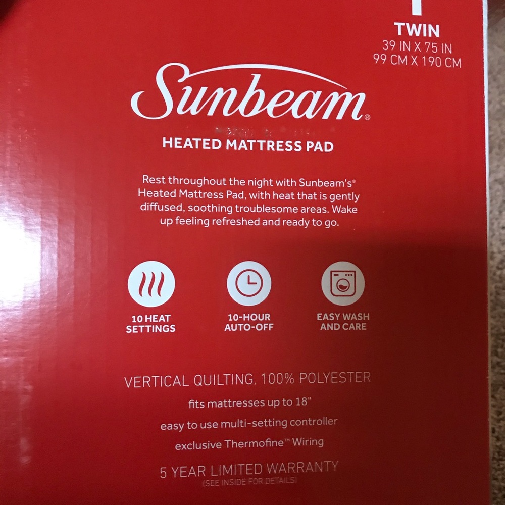 Sunbeam Heated Mattress Pad! NEW IN BOX!